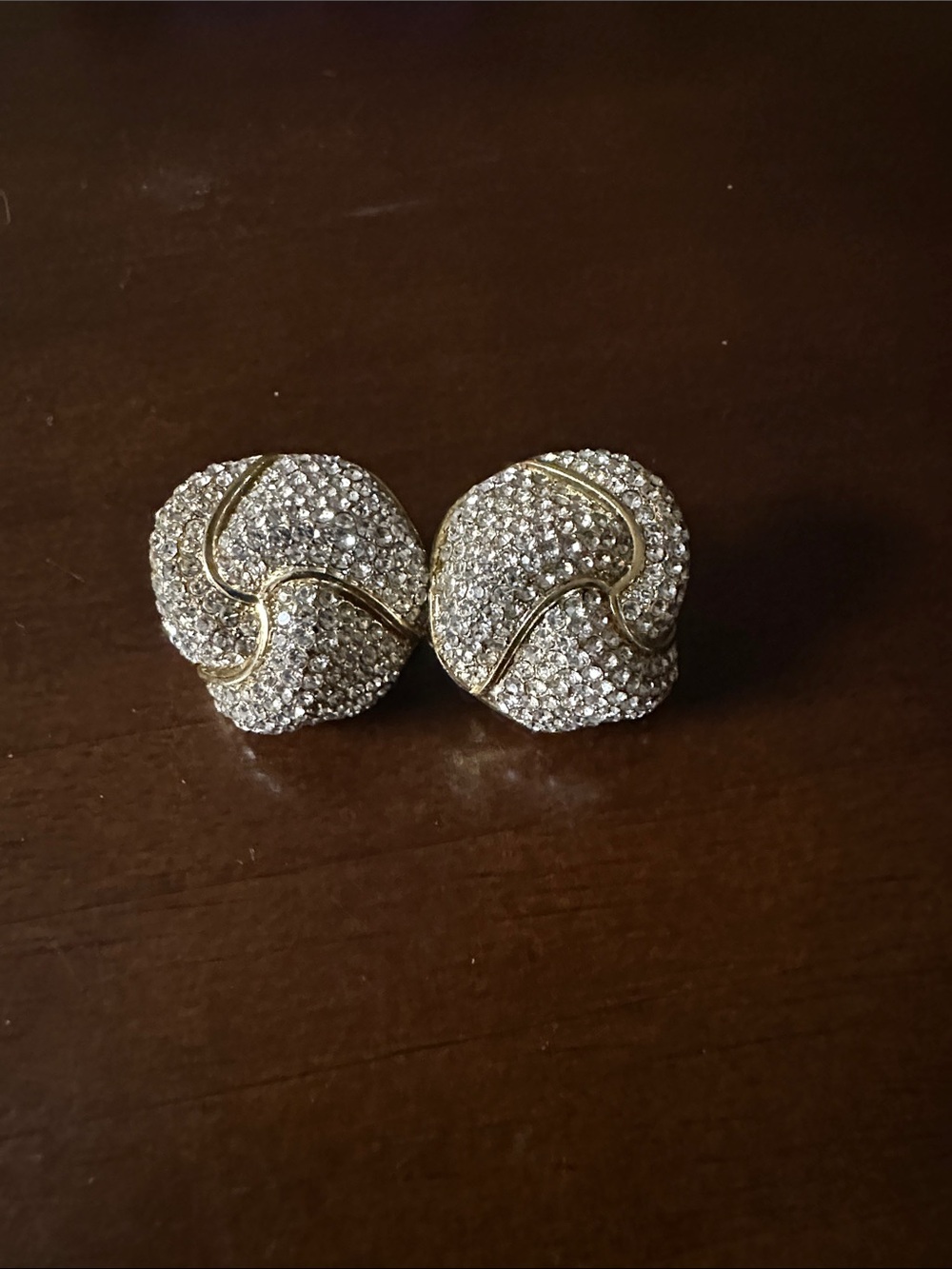 Pave Crystal Knot Clip-On Earrings in Silver and Gold